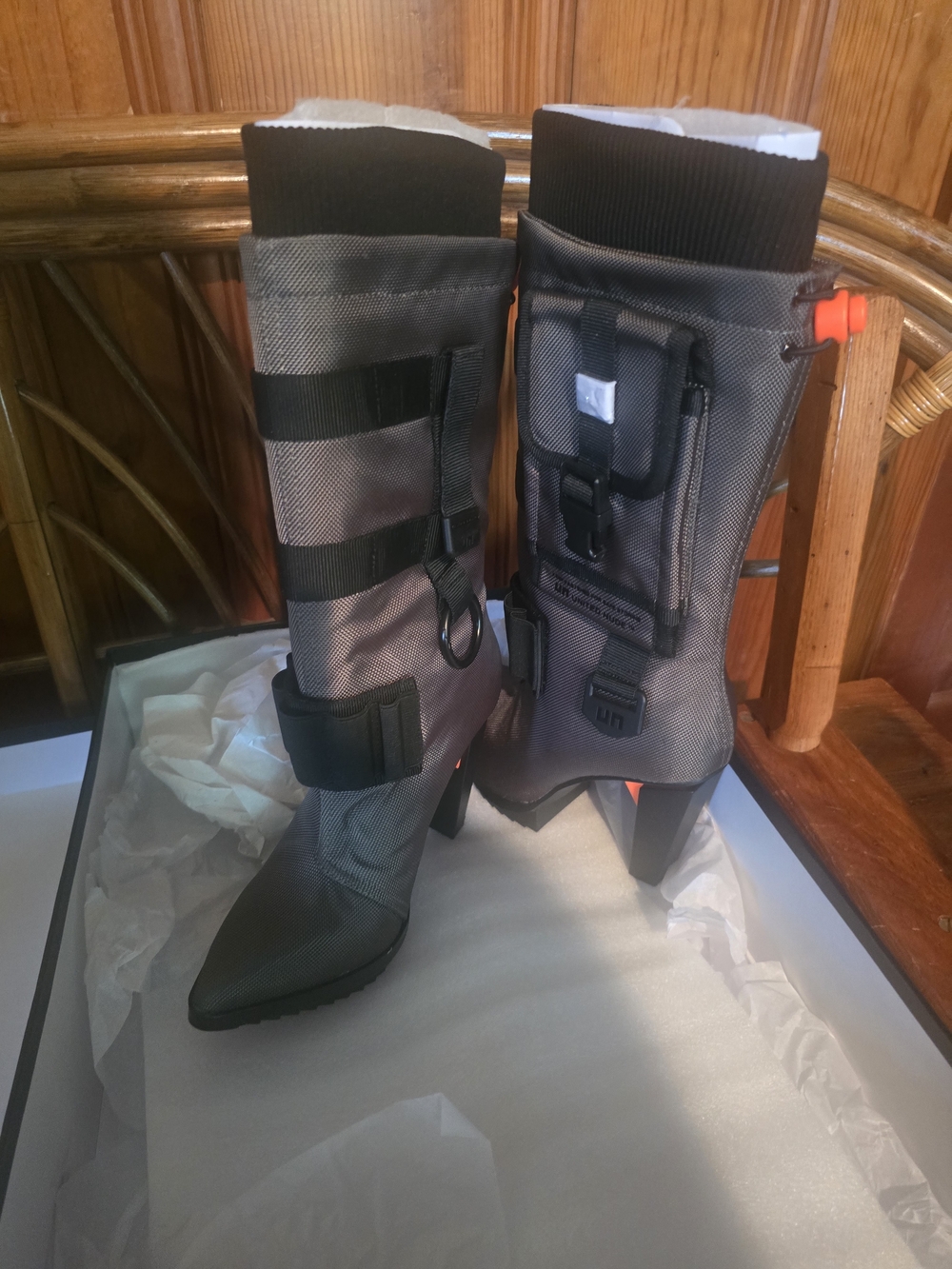 NWT United Nude Women’s Gray Utility Mid-Calf Heeled Boots - Picture 15 of 16